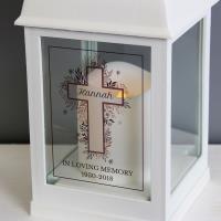 Personalised Floral Cross White Lantern Extra Image 1 Preview